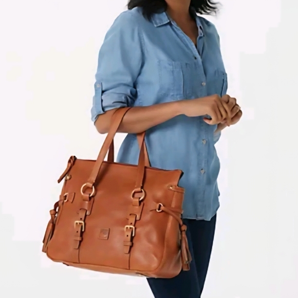 Dooney & Bourke Double Pocket Florentine Satchel - Natural - Picture 17 of 17